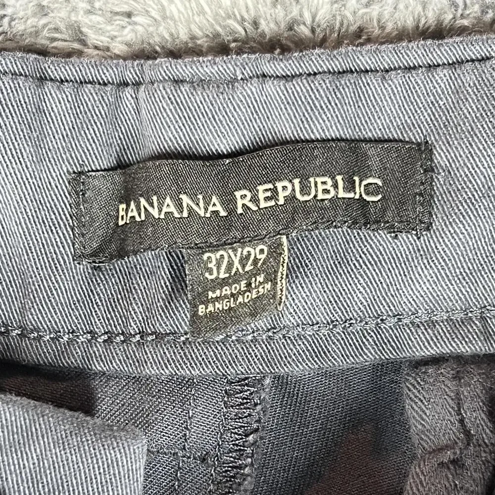 Banana Republic Pants Mens 32x29 Gray Chino Flat Front Straight Fit Stretch
